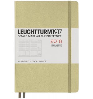 Leuchtturm1917 Еженедельник на 2017-18 год (на 18 месяцев), неделя на развороте Academic (Распродажа) Medium
