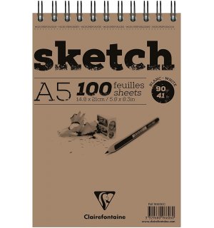 Clairefontaine скетчбук на спирали Sketch (белая бумага) A5