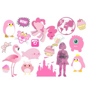 PINK. Лист виниловых наклеек А4
