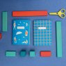 Red Wooden Flag Blue Yellow Grid А6