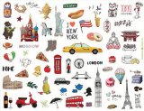 Города мира. Лист виниловых наклеек А4