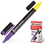 BRAUBERG Текстовыделитель двусторонний, желтый/фиолетовый, линия 1-4 мм BRAUBERG Текстовыделитель двусторонний, желтый/фиолетовый, линия 1-4 мм