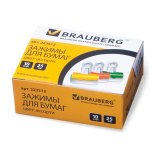 BRAUBERG Зажимы-бульдоги для бумаг, комплект 10 шт., 25 мм, на 60 л., картонная коробка BRAUBERG Зажимы-бульдоги для бумаг, комплект 10 шт., 25 мм, на 60 л., картонная коробка