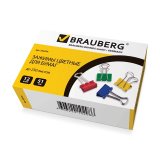 BRAUBERG Зажимы для бумаг, комплект 12 шт., 51 мм, на 230 л., цветные, в картонной коробке BRAUBERG Зажимы для бумаг, комплект 12 шт., 51 мм, на 230 л., цветные, в картонной коробке