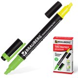 BRAUBERG Текстовыделитель двусторонний, желтый/зеленый, линия 1-4 мм BRAUBERG Текстовыделитель двусторонний, желтый/зеленый, линия 1-4 мм