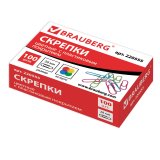 BRAUBERG Скрепки, 28 мм, цветные, 100 штук, в картонной коробке BRAUBERG Скрепки, 28 мм, цветные, 100 штук, в картонной коробке