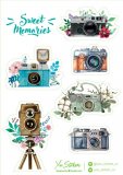 Акварельные фотоаппараты. Лист виниловых наклеек А5