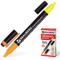 BRAUBERG Текстовыделитель двусторонний, желтый/оранжевый, линия 1-4 мм BRAUBERG Текстовыделитель двусторонний, желтый/оранжевый, линия 1-4 мм