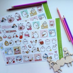 Кролик Моланг (Bunny Molang). Лист виниловых наклеек А4 Кролик Моланг (Bunny Molang). Лист виниловых наклеек А4