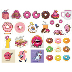 Пончики (Donuts). Лист виниловых наклеек А4 Пончики (Donuts). Лист виниловых наклеек А4