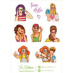 Teen Style. Лист виниловых наклеек А6
