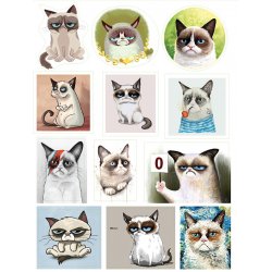 Сердитый кот (Grumpy Cat). Лист виниловых наклеек А4 Сердитый кот (Grumpy Cat). Лист виниловых наклеек А4