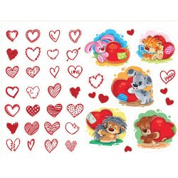 Сердечки (Hearts). Лист виниловых наклеек А4 Сердечки (Hearts). Лист виниловых наклеек А4